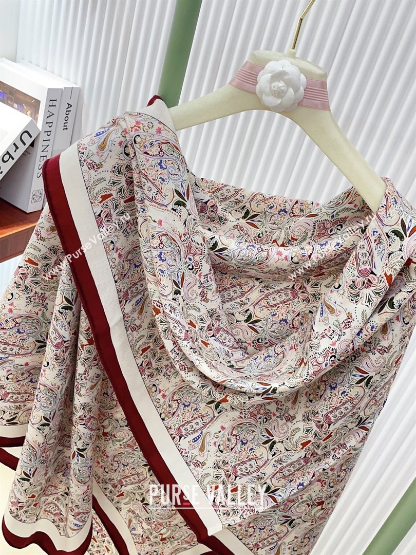 Louis Vuitton Cashmere Silk Scarf 140x140 LV110703 Burgundy 2025 (A-25110703)