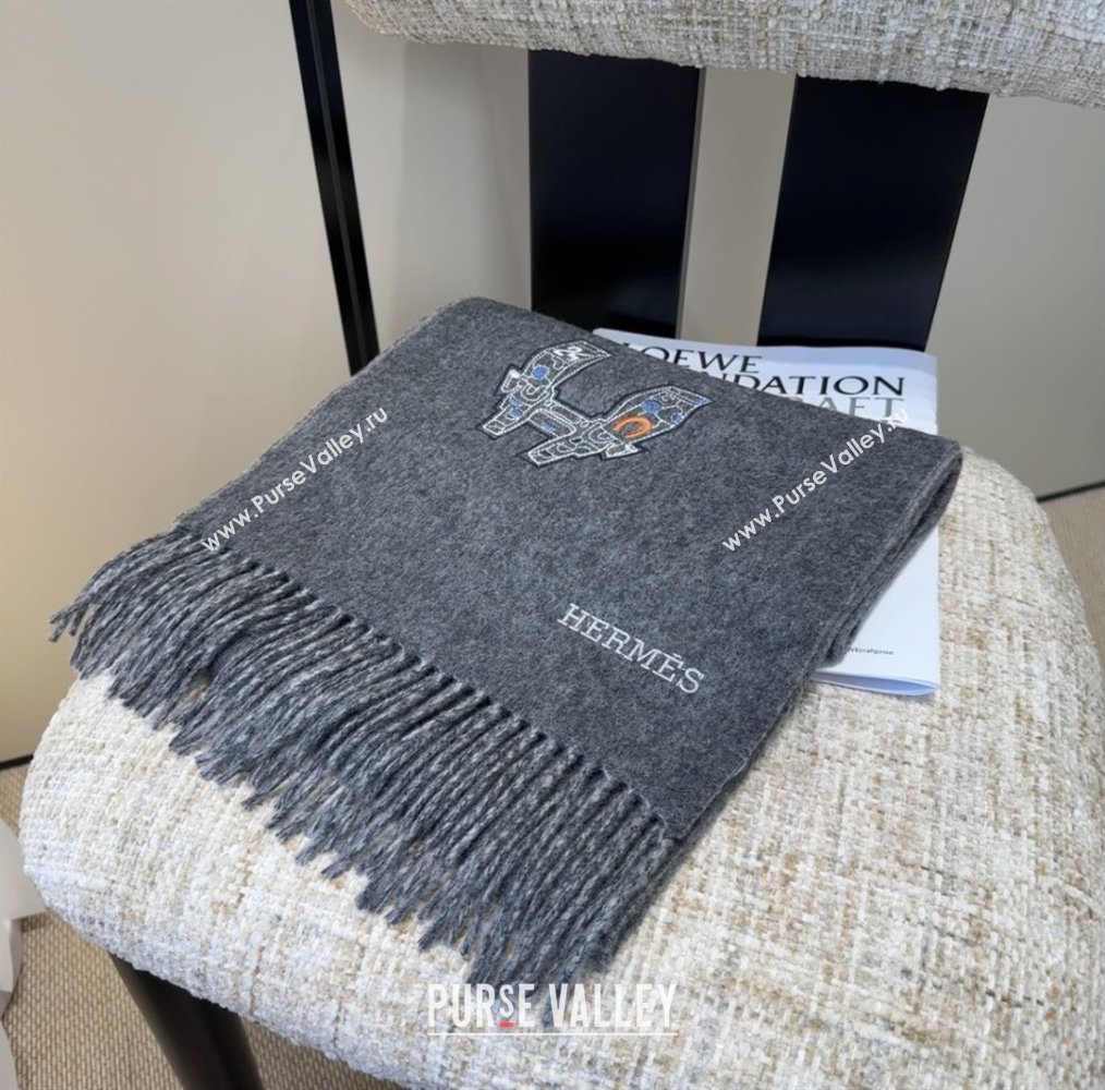Hermes Long190x35cm Scarf H110504 Grey 2025 (O-25110504)