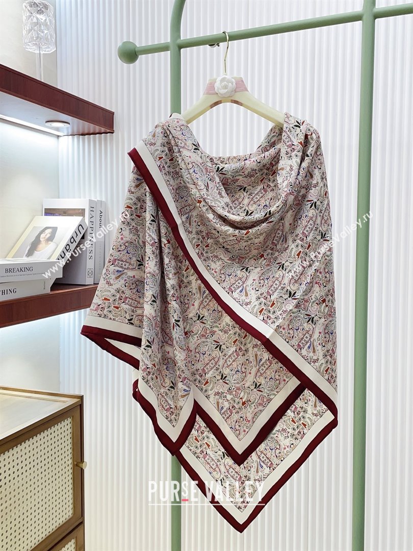 Louis Vuitton Cashmere Silk Scarf 140x140 LV110703 Burgundy 2025 (A-25110703)