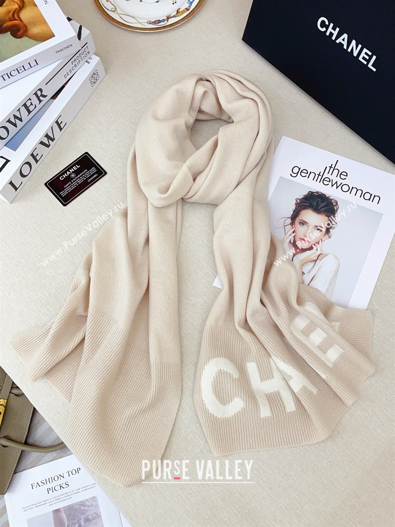 Chanel Cashmere Scarf 180x45cm CH110704 Beige 2025 (A-25110704)