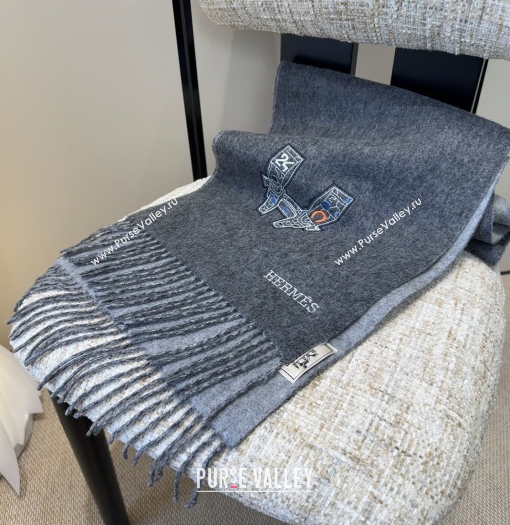 Hermes Long190x35cm Scarf H110504 Grey 2025 (O-25110504)
