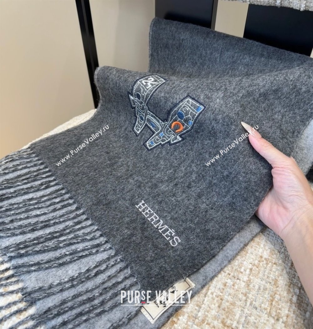 Hermes Long190x35cm Scarf H110504 Grey 2025 (O-25110504)
