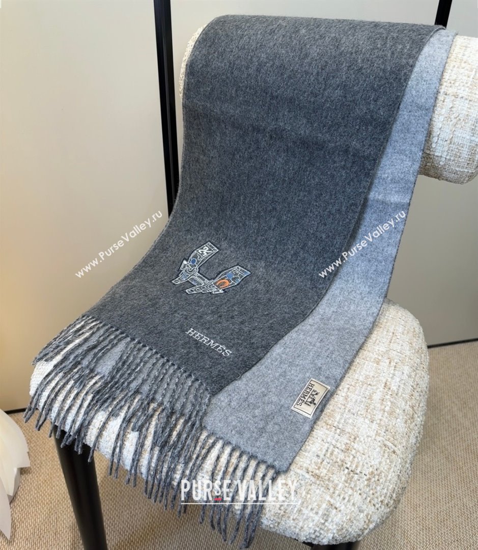 Hermes Long190x35cm Scarf H110504 Grey 2025 (O-25110504)