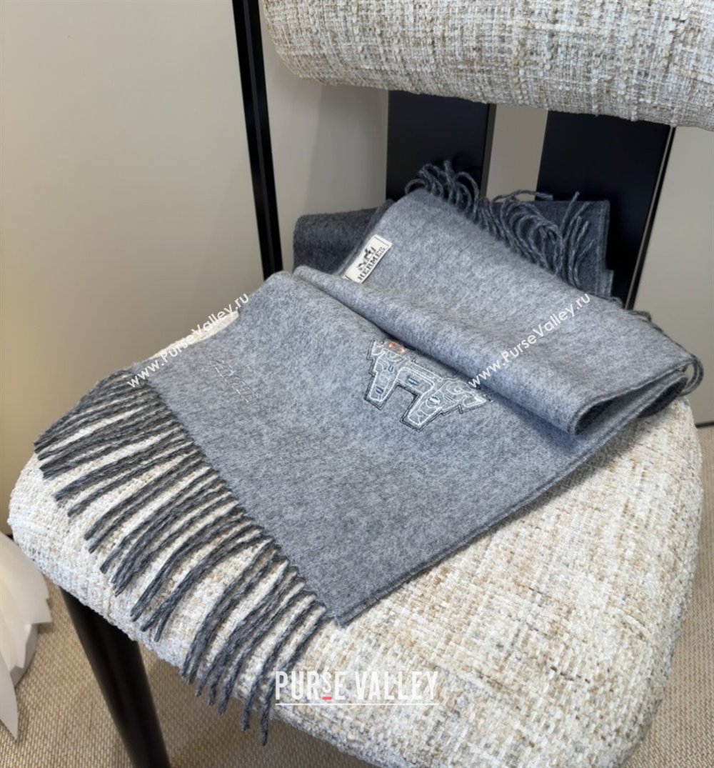 Hermes Long190x35cm Scarf H110504 Grey 2025 (O-25110504)