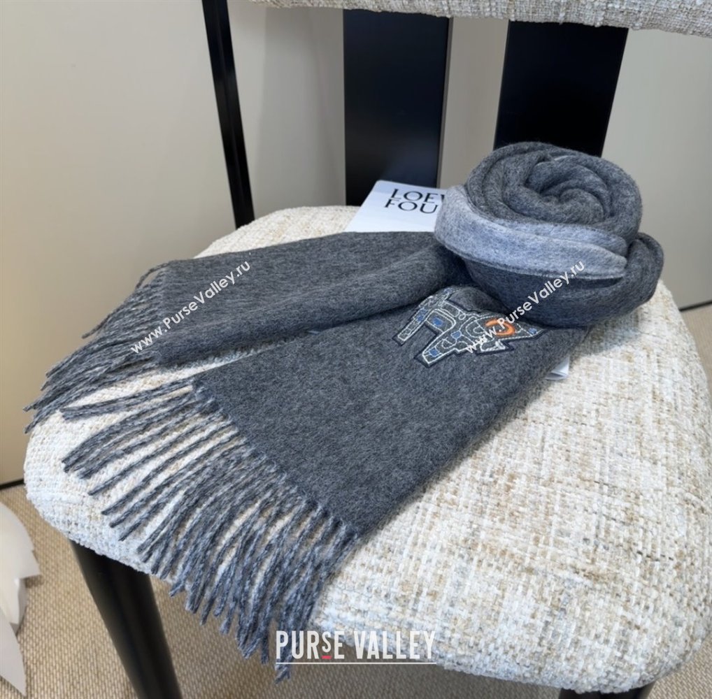 Hermes Long190x35cm Scarf H110504 Grey 2025 (O-25110504)