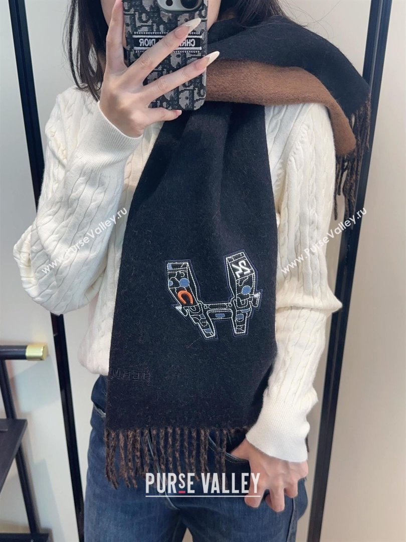 Hermes Long190x35cm Scarf H110505 Black 2025 (O-25110505)