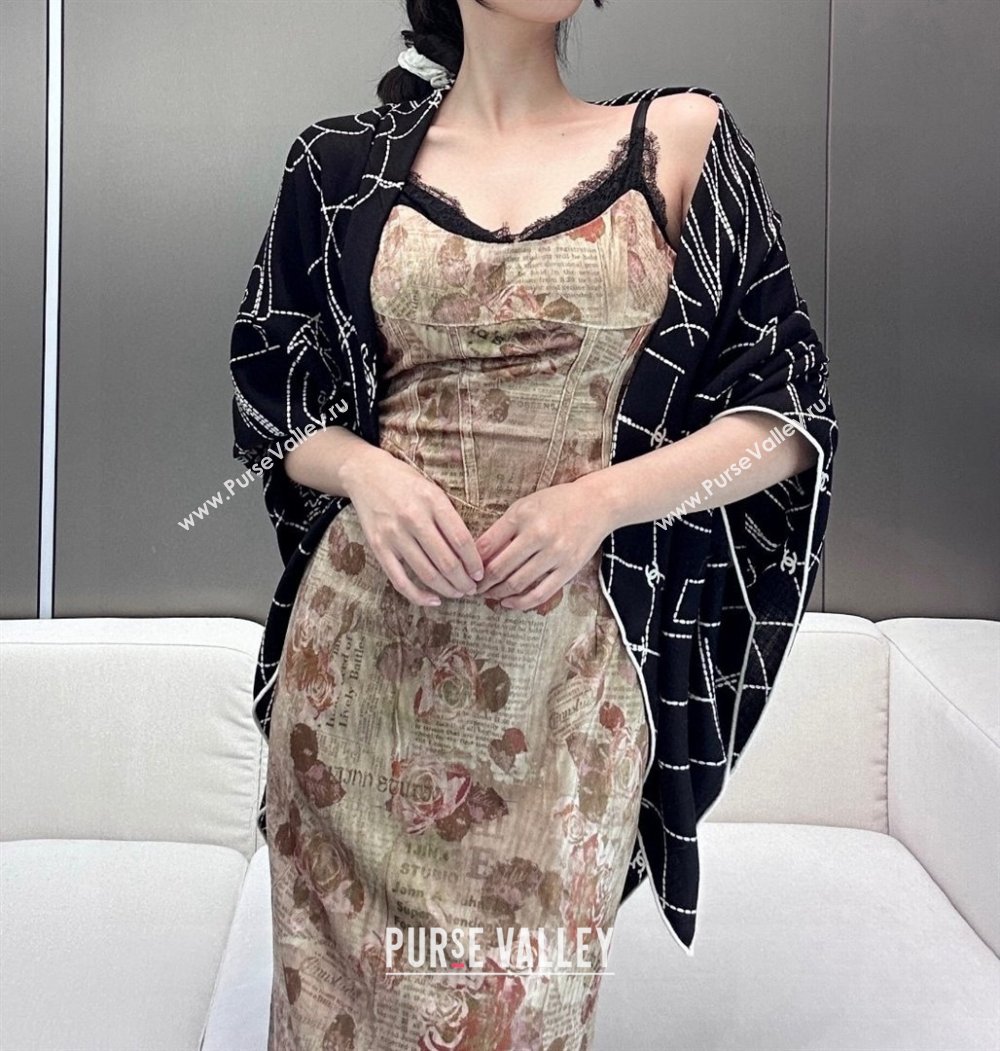 Chanel Cashmere Silk Scarf 140x140cm CH110712 Black 2025 (A-25110712)