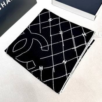Chanel Cashmere Silk Scarf 140x140cm CH110712 Black 2025 (A-25110712)