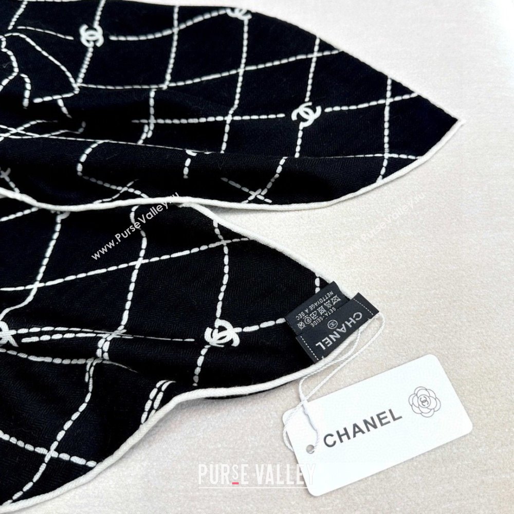 Chanel Cashmere Silk Scarf 140x140cm CH110712 Black 2025 (A-25110712)