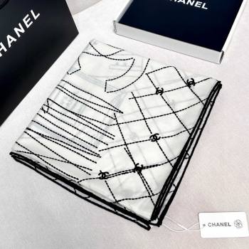 Chanel Cashmere Silk Scarf 140x140cm CH110713 White 2025 (A-25110713)