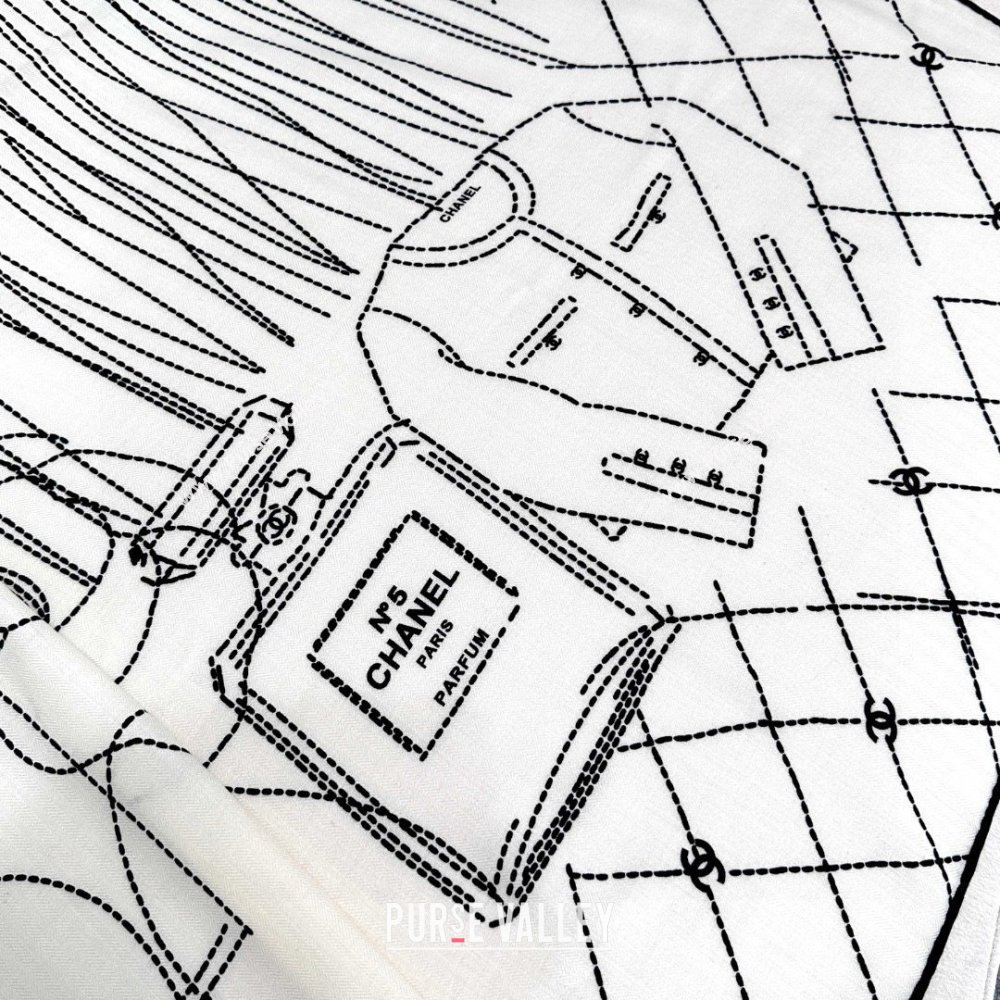 Chanel Cashmere Silk Scarf 140x140cm CH110713 White 2025 (A-25110713)