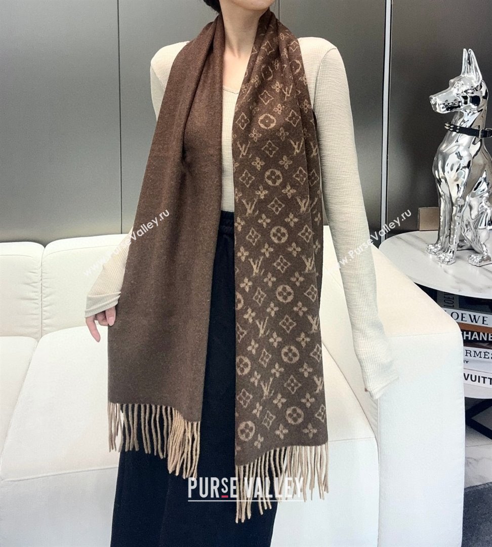 Louis Vuitton Cashmere Long Scarf 180x30cm LV110714 Brown 2025 (A-25110714)