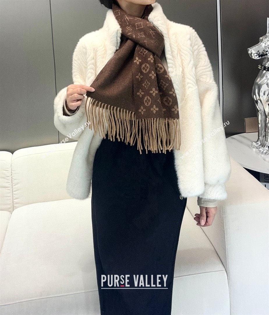 Louis Vuitton Cashmere Long Scarf 180x30cm LV110714 Brown 2025 (A-25110714)