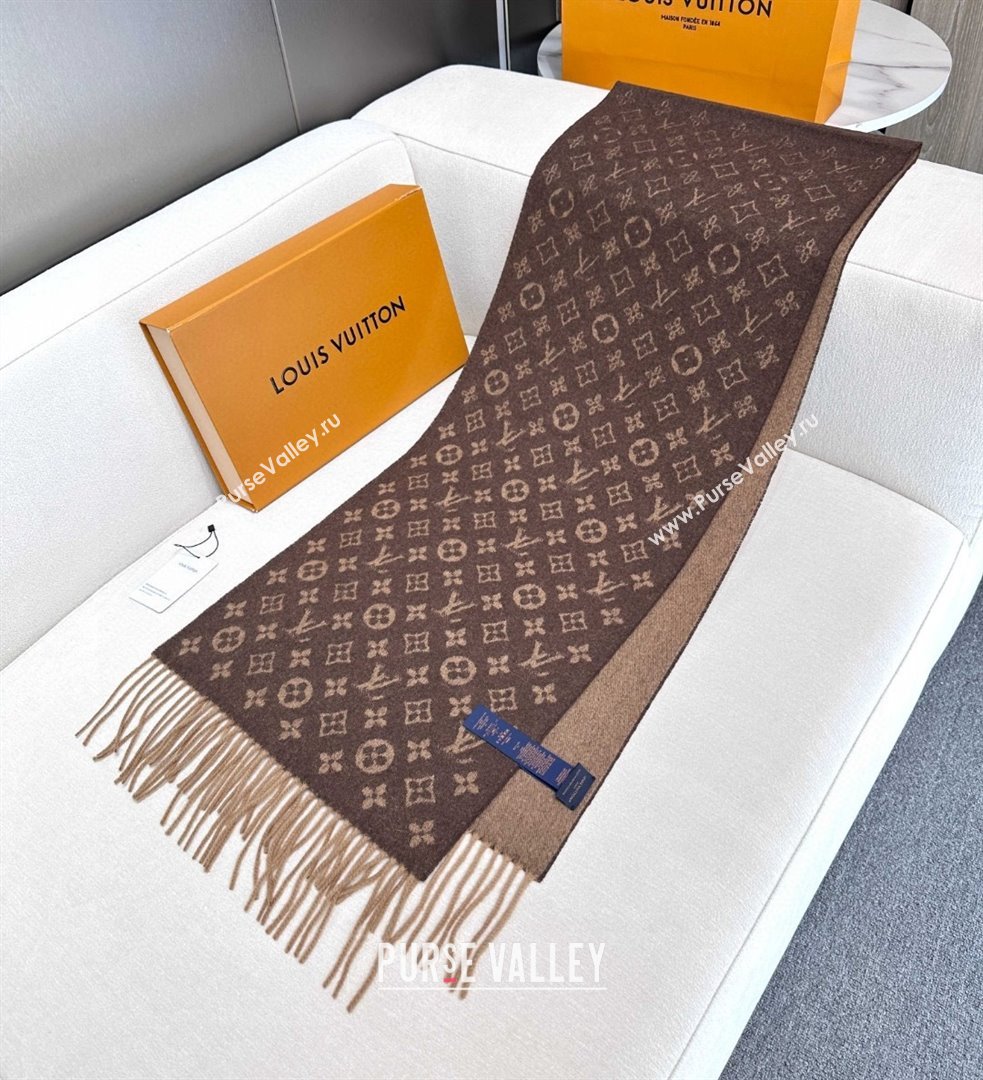 Louis Vuitton Cashmere Long Scarf 180x30cm LV110714 Brown 2025 (A-25110714)