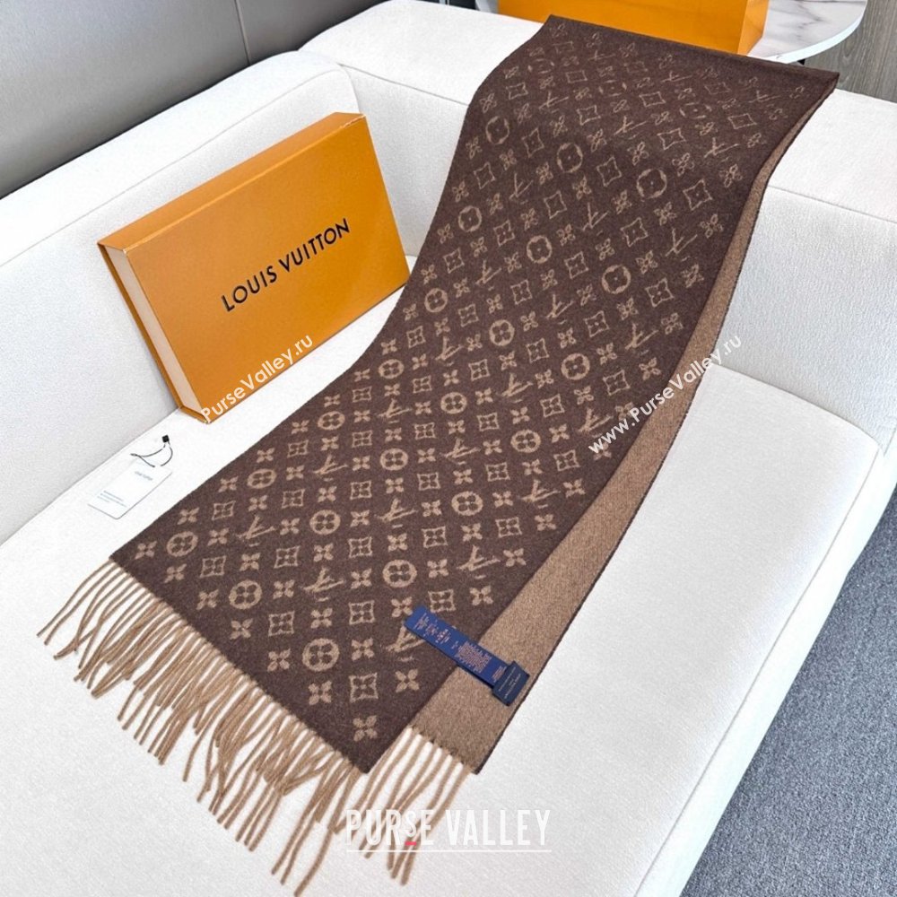 Louis Vuitton Cashmere Long Scarf 180x30cm LV110714 Brown 2025 (A-25110714)