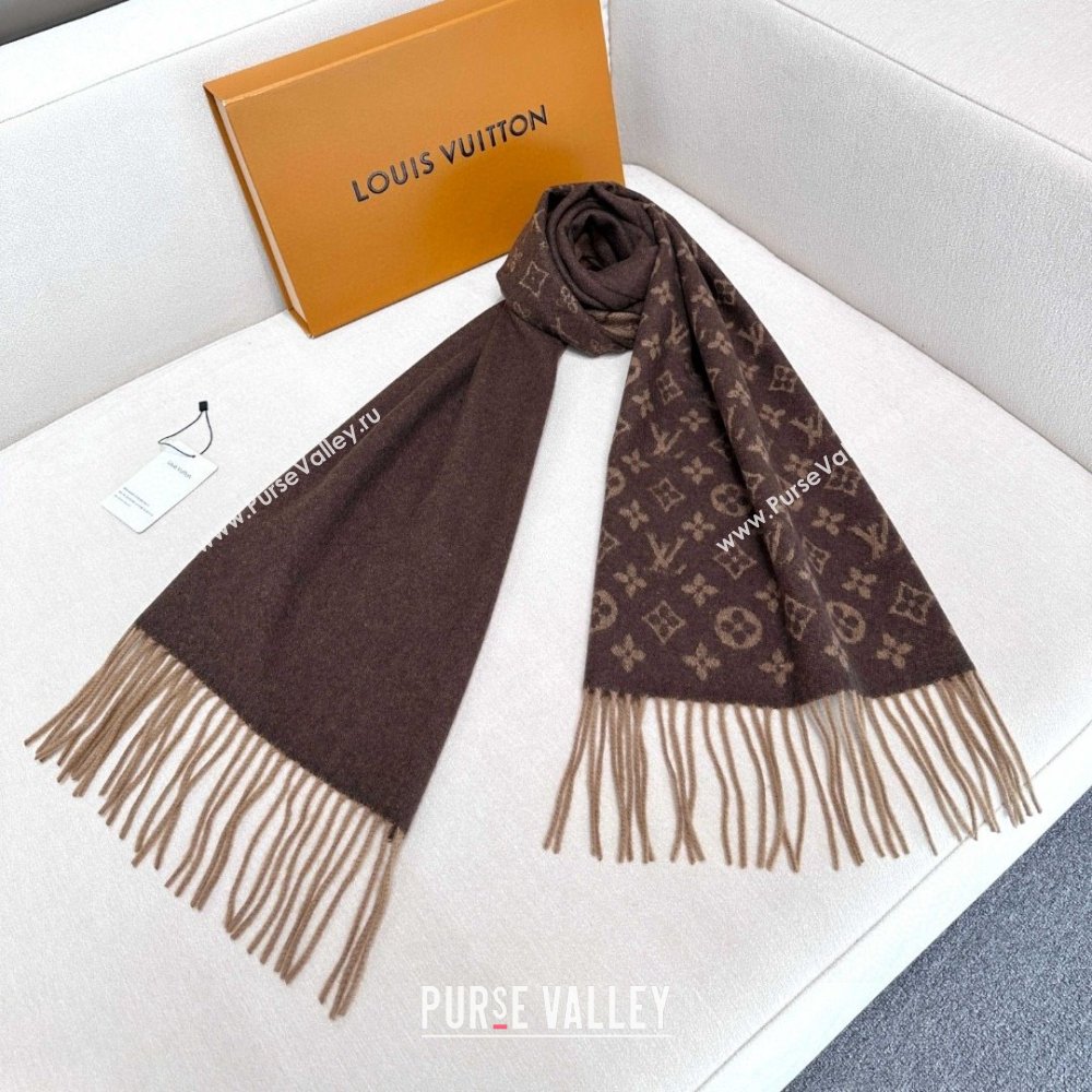 Louis Vuitton Cashmere Long Scarf 180x30cm LV110714 Brown 2025 (A-25110714)