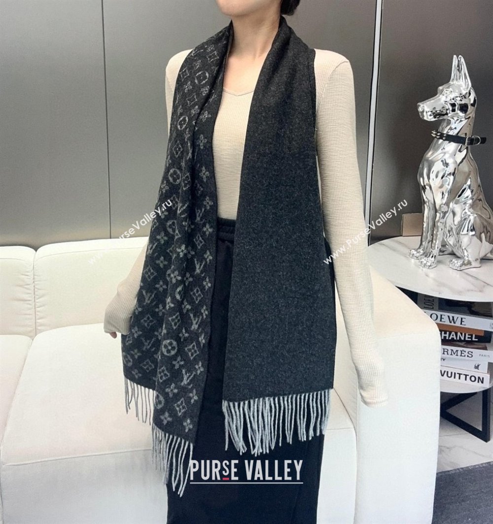 Louis Vuitton Cashmere Long Scarf 180x30cm LV110715 Black 2025 (A-25110715)