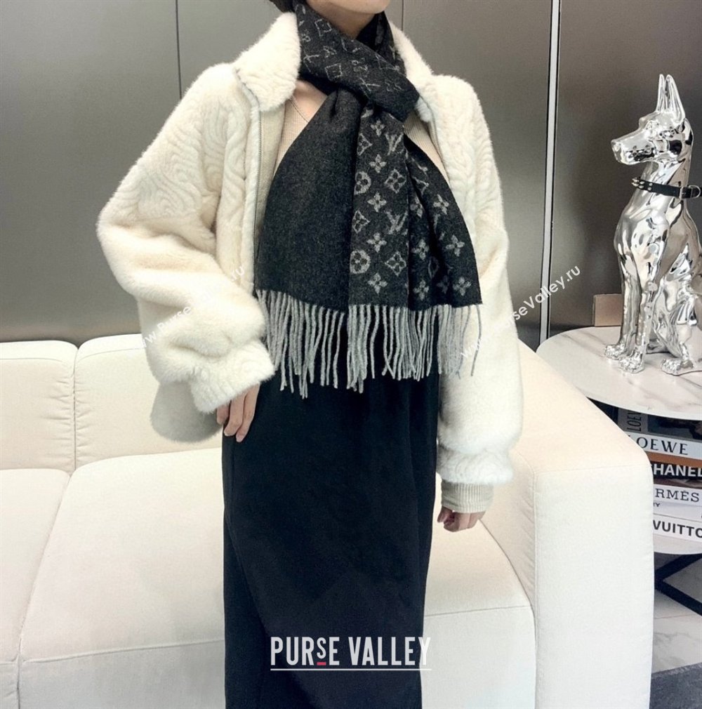 Louis Vuitton Cashmere Long Scarf 180x30cm LV110715 Black 2025 (A-25110715)