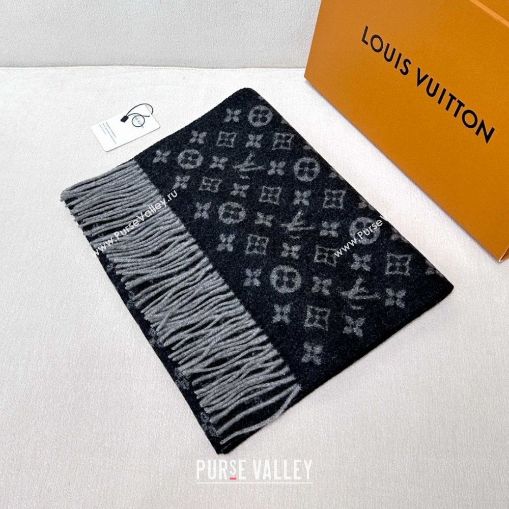 Louis Vuitton Cashmere Long Scarf 180x30cm LV110715 Black 2025 (A-25110715)