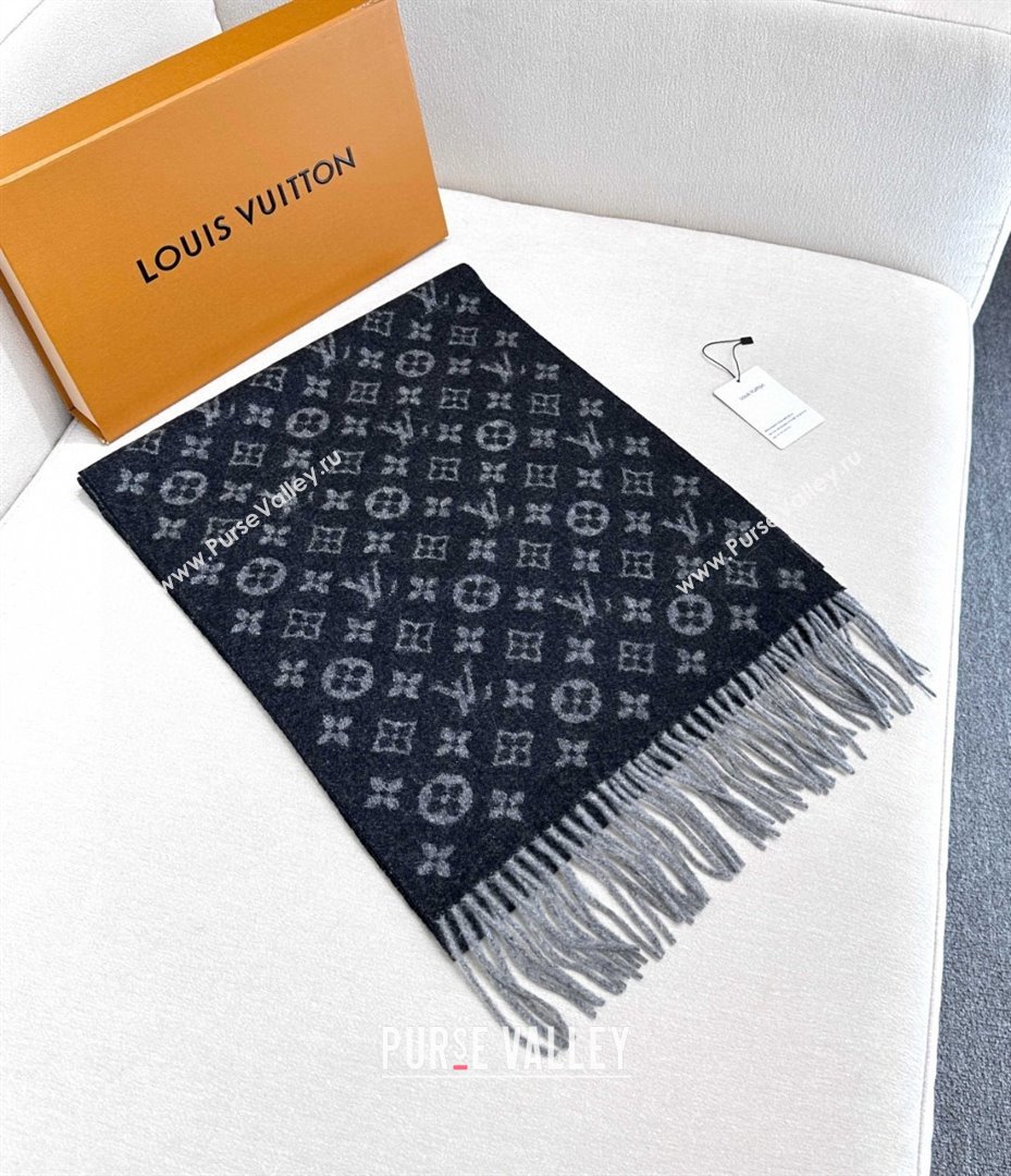 Louis Vuitton Cashmere Long Scarf 180x30cm LV110715 Black 2025 (A-25110715)