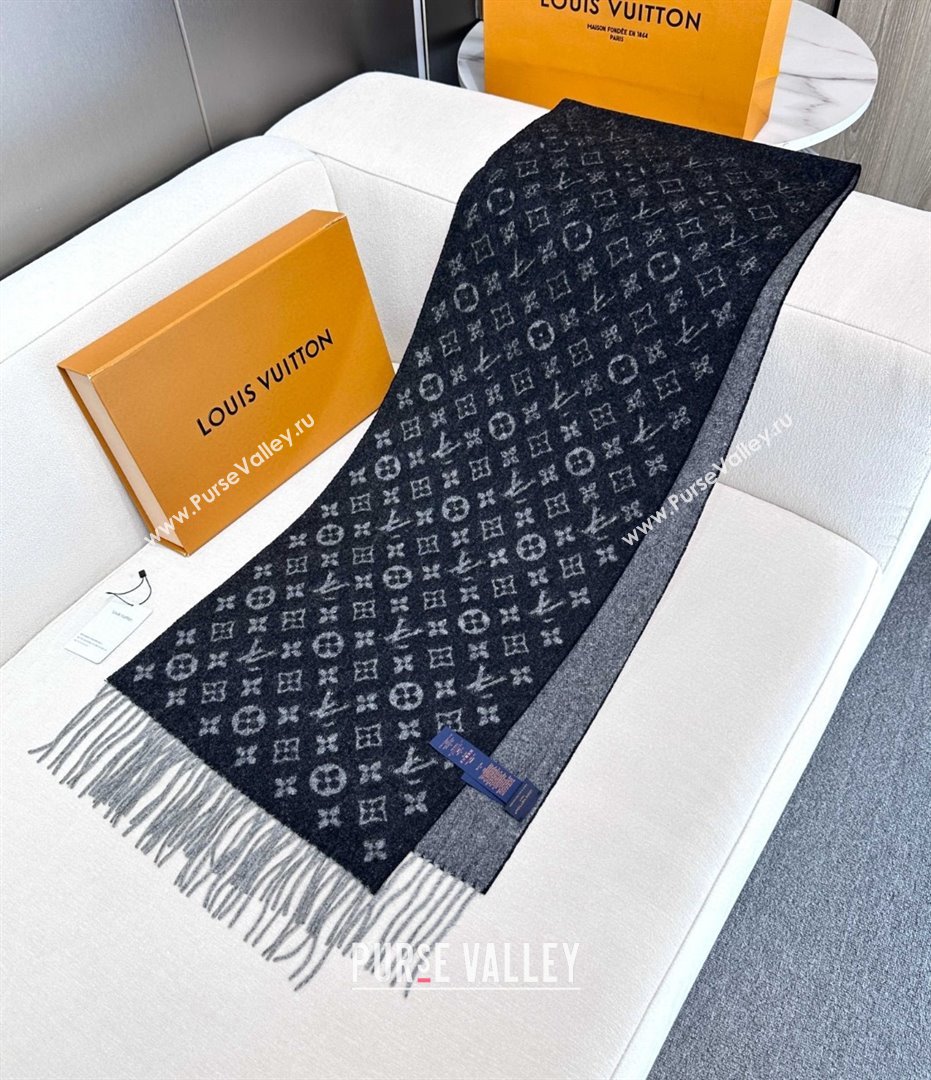 Louis Vuitton Cashmere Long Scarf 180x30cm LV110715 Black 2025 (A-25110715)