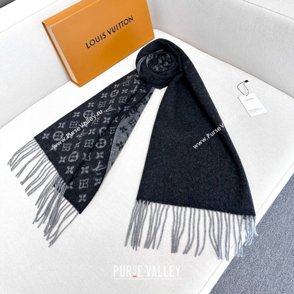 Louis Vuitton Cashmere Long Scarf 180x30cm LV110715 Black 2025 (A-25110715)
