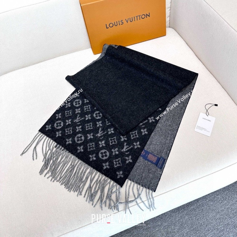 Louis Vuitton Cashmere Long Scarf 180x30cm LV110715 Black 2025 (A-25110715)