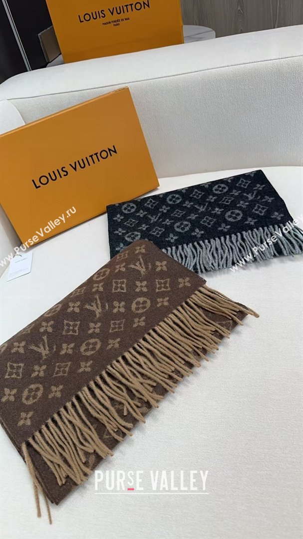 Louis Vuitton Cashmere Long Scarf 180x30cm LV110715 Black 2025 (A-25110715)