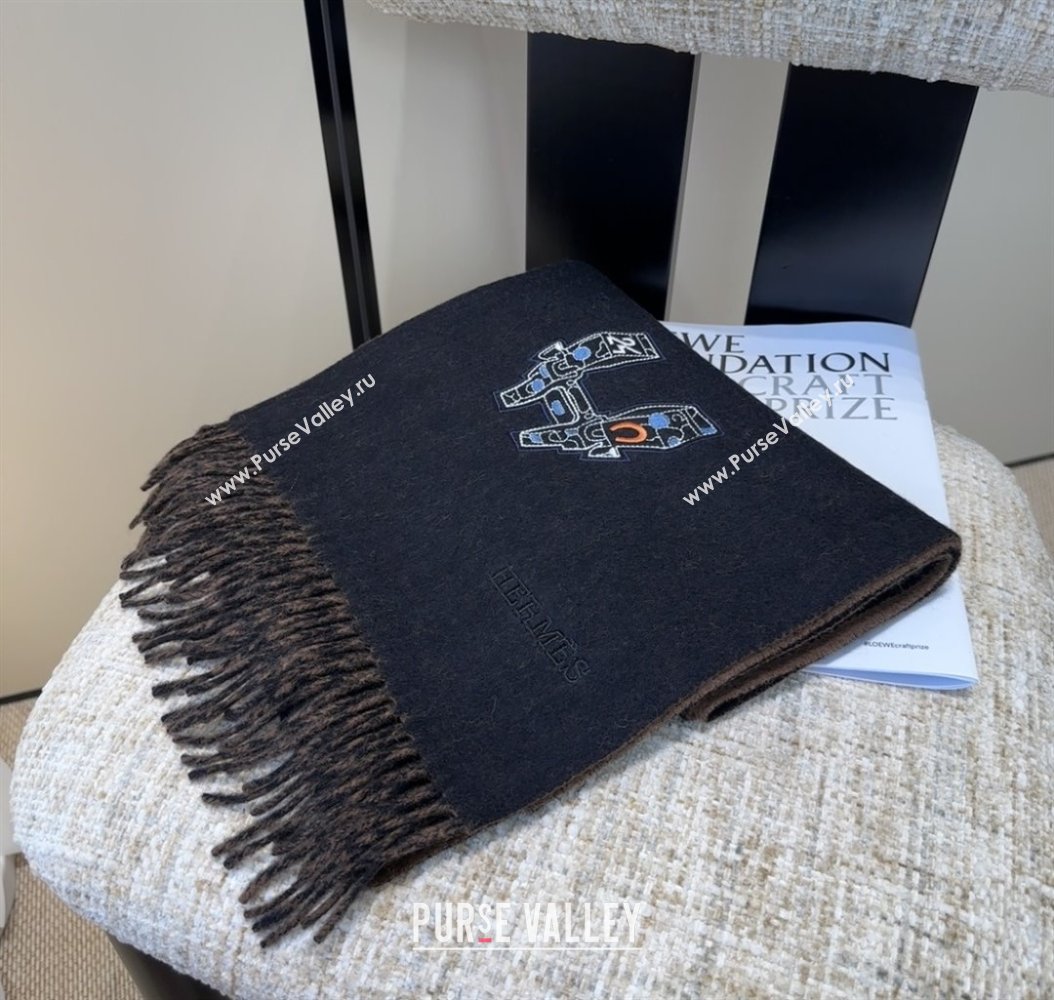 Hermes Long190x35cm Scarf H110505 Black 2025 (O-25110505)