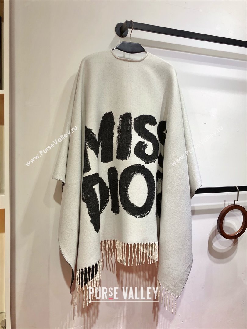 Dior Miss Dior Cashmere Reversible Cape D110717 Black/Grey 2025 (A-25110717)