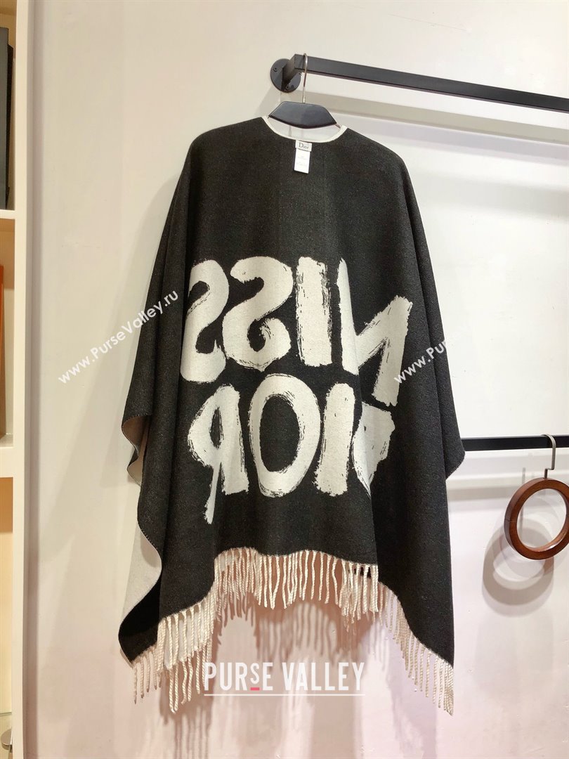 Dior Miss Dior Cashmere Reversible Cape D110717 Black/Grey 2025 (A-25110717)