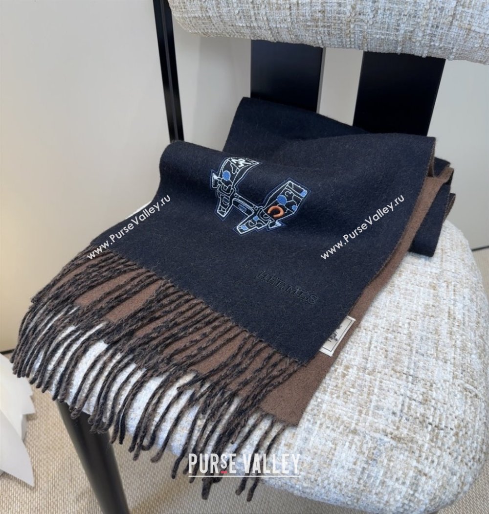 Hermes Long190x35cm Scarf H110505 Black 2025 (O-25110505)