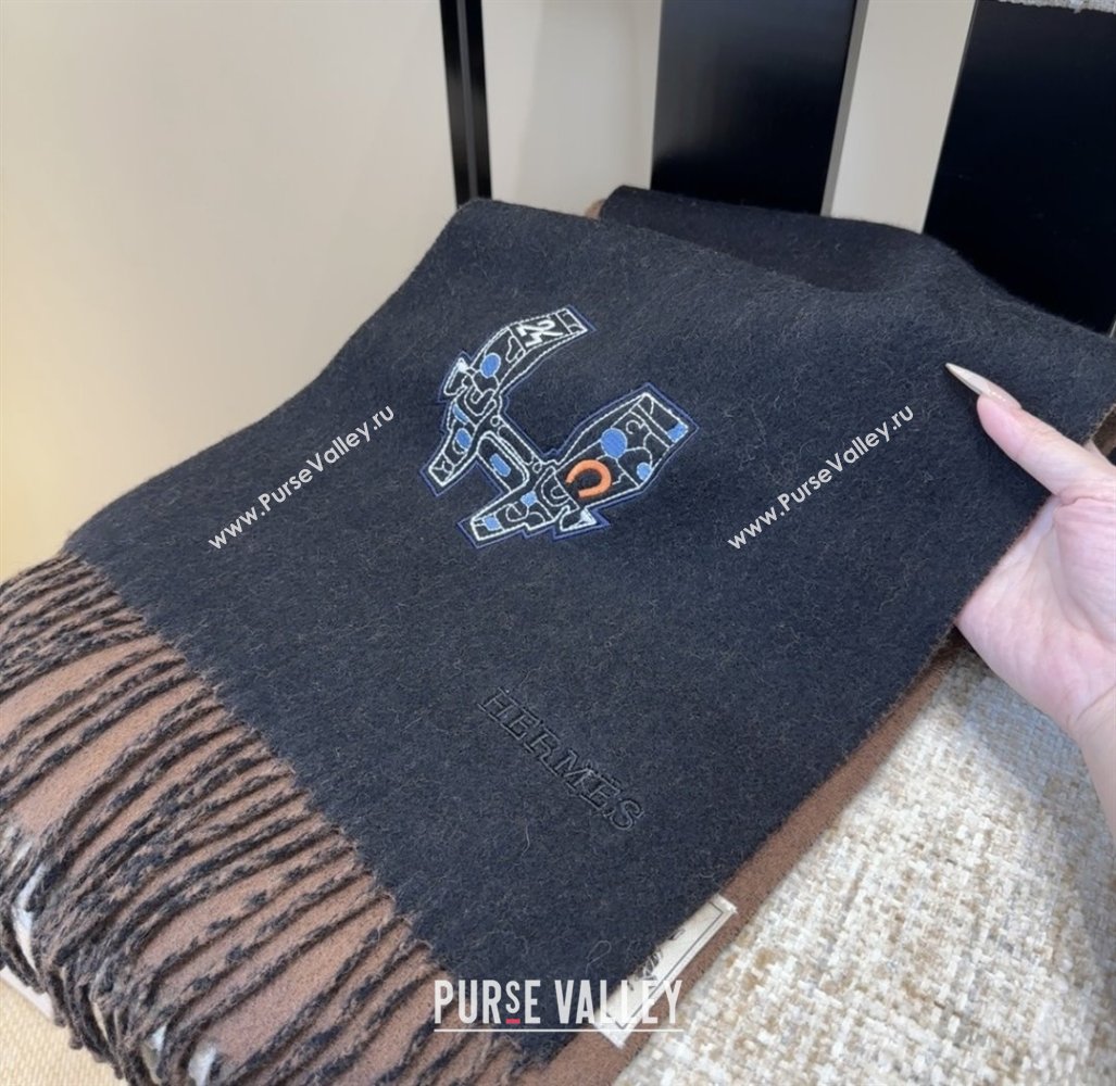 Hermes Long190x35cm Scarf H110505 Black 2025 (O-25110505)