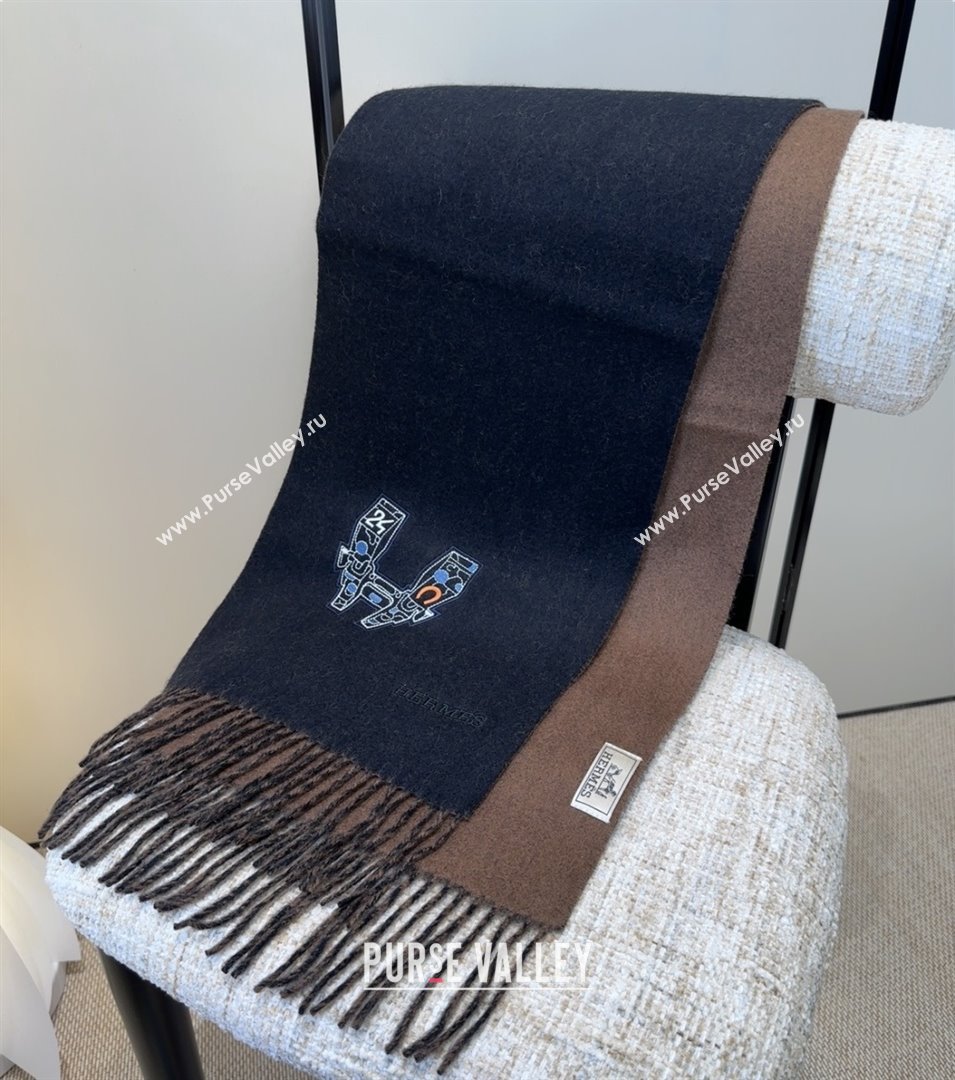 Hermes Long190x35cm Scarf H110505 Black 2025 (O-25110505)