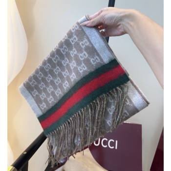 Gucci GG Cashmere Scarf 180x30cm G10507 Grey 2025 (O-25110507)