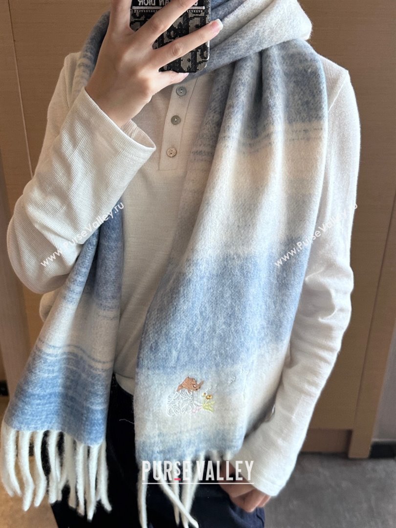 Loewe Mohair Wool Scarf 185x40cm L110508 Blue 2025 (O-25110508)
