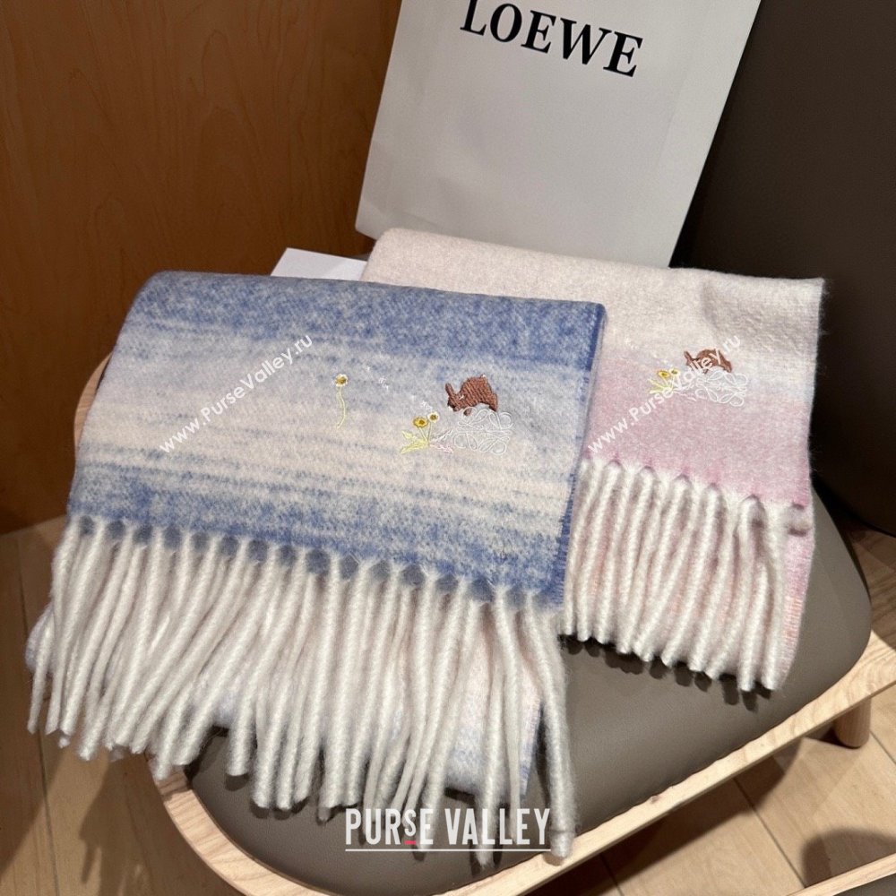 Loewe Mohair Wool Scarf 185x40cm L110508 Blue 2025 (O-25110508)