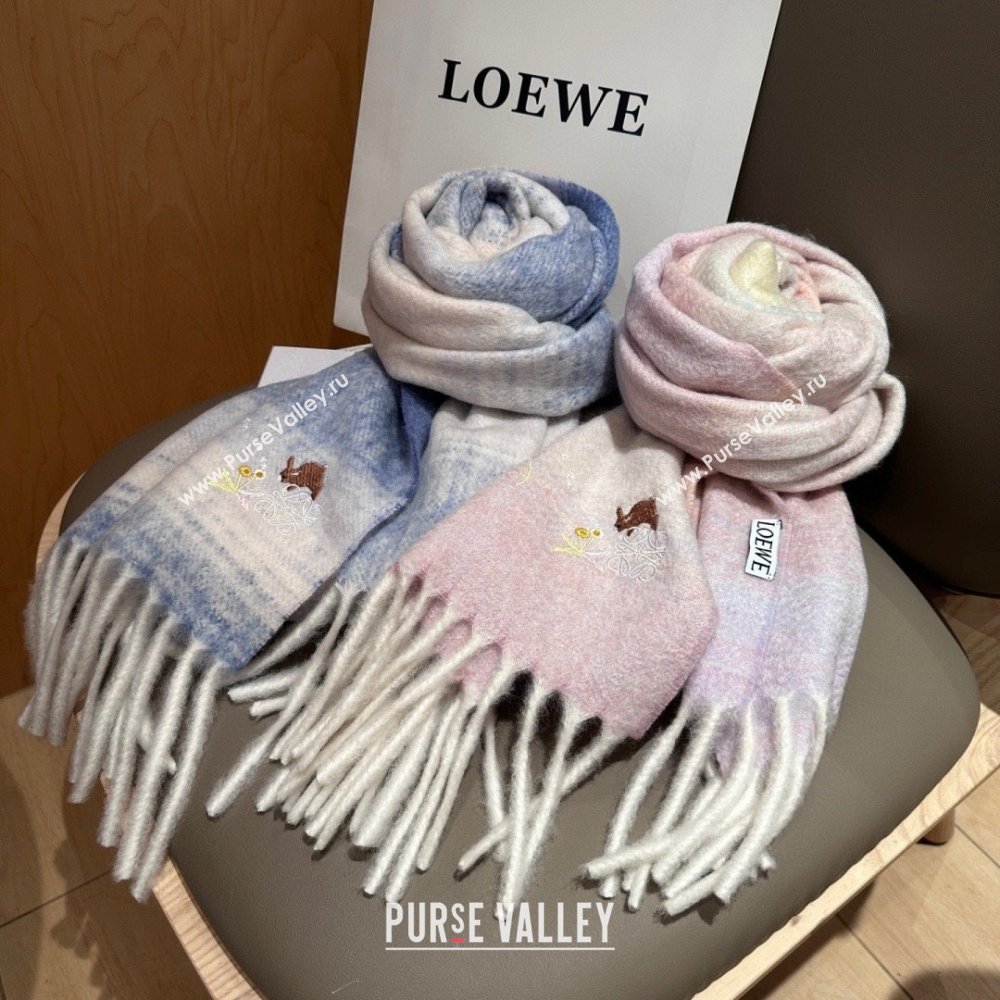 Loewe Mohair Wool Scarf 185x40cm L110508 Blue 2025 (O-25110508)