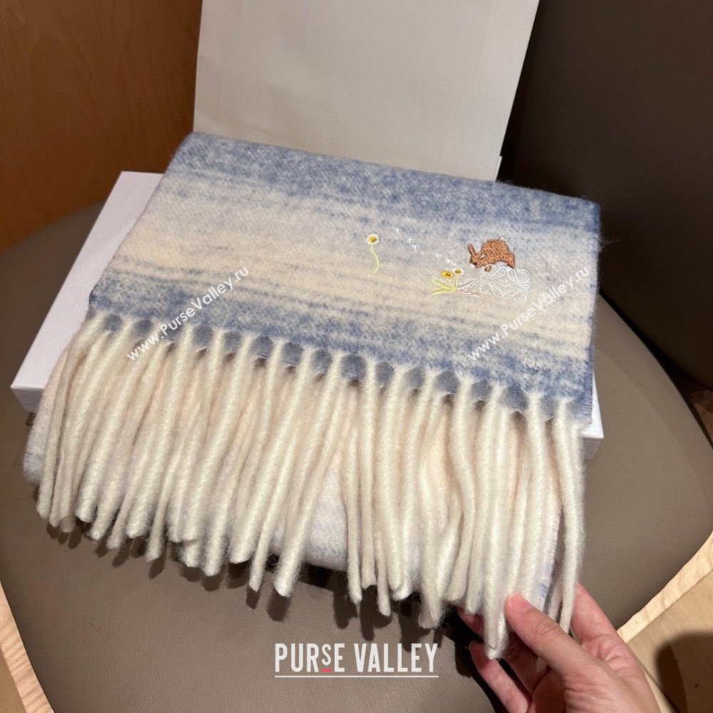 Loewe Mohair Wool Scarf 185x40cm L110508 Blue 2025 (O-25110508)