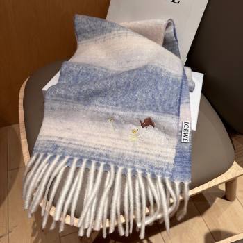 Loewe Mohair Wool Scarf 185x40cm L110508 Blue 2025 (O-25110508)