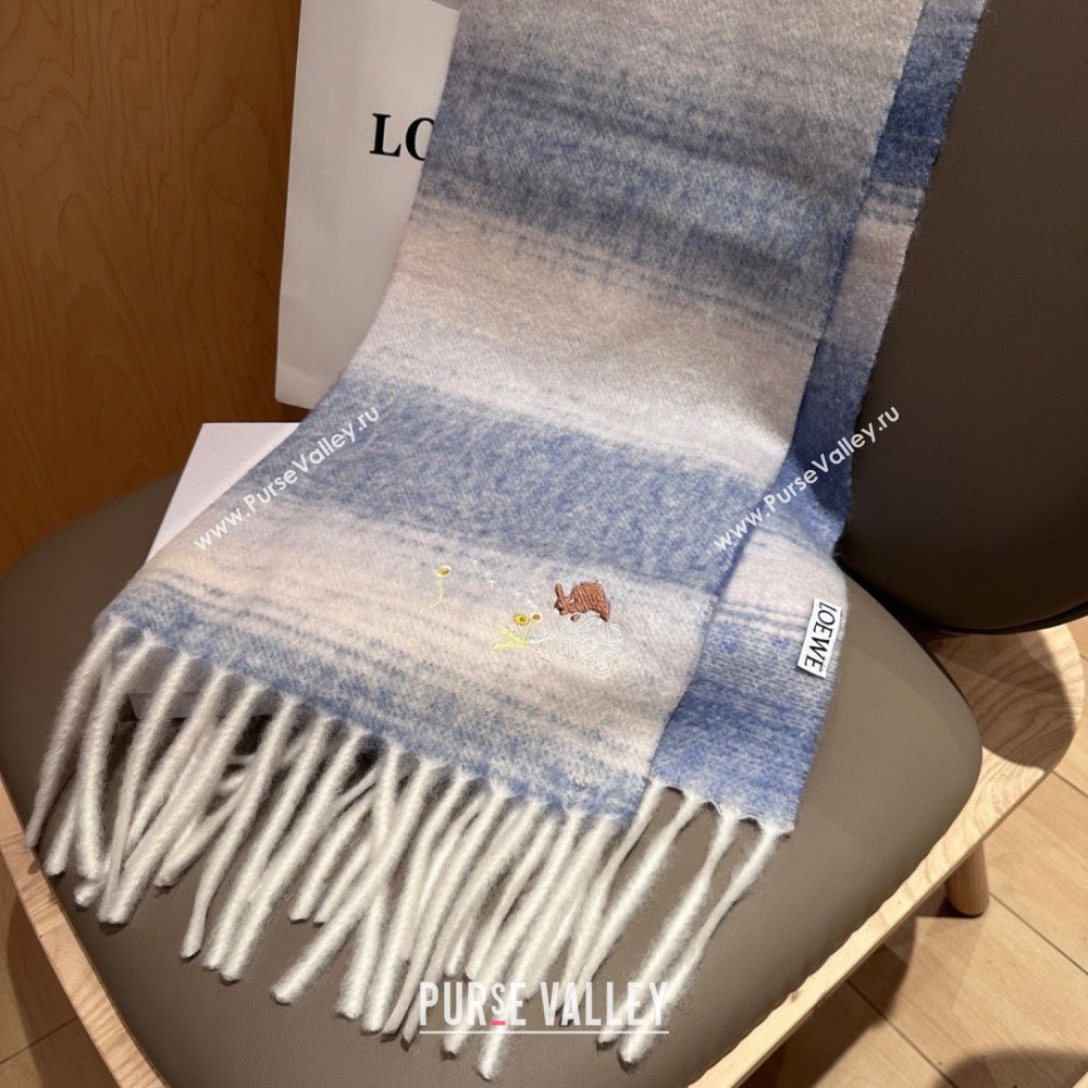 Loewe Mohair Wool Scarf 185x40cm L110508 Blue 2025 (O-25110508)