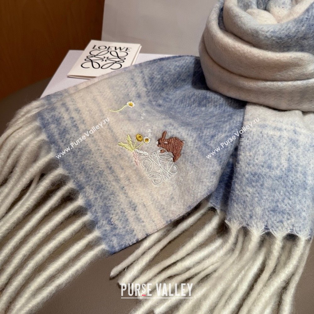 Loewe Mohair Wool Scarf 185x40cm L110508 Blue 2025 (O-25110508)
