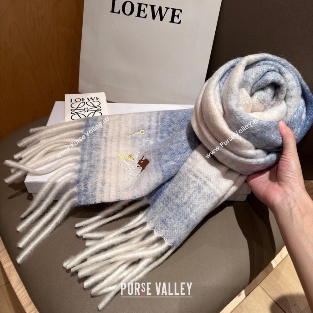 Loewe Mohair Wool Scarf 185x40cm L110508 Blue 2025 (O-25110508)