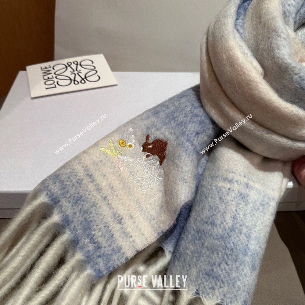 Loewe Mohair Wool Scarf 185x40cm L110508 Blue 2025 (O-25110508)