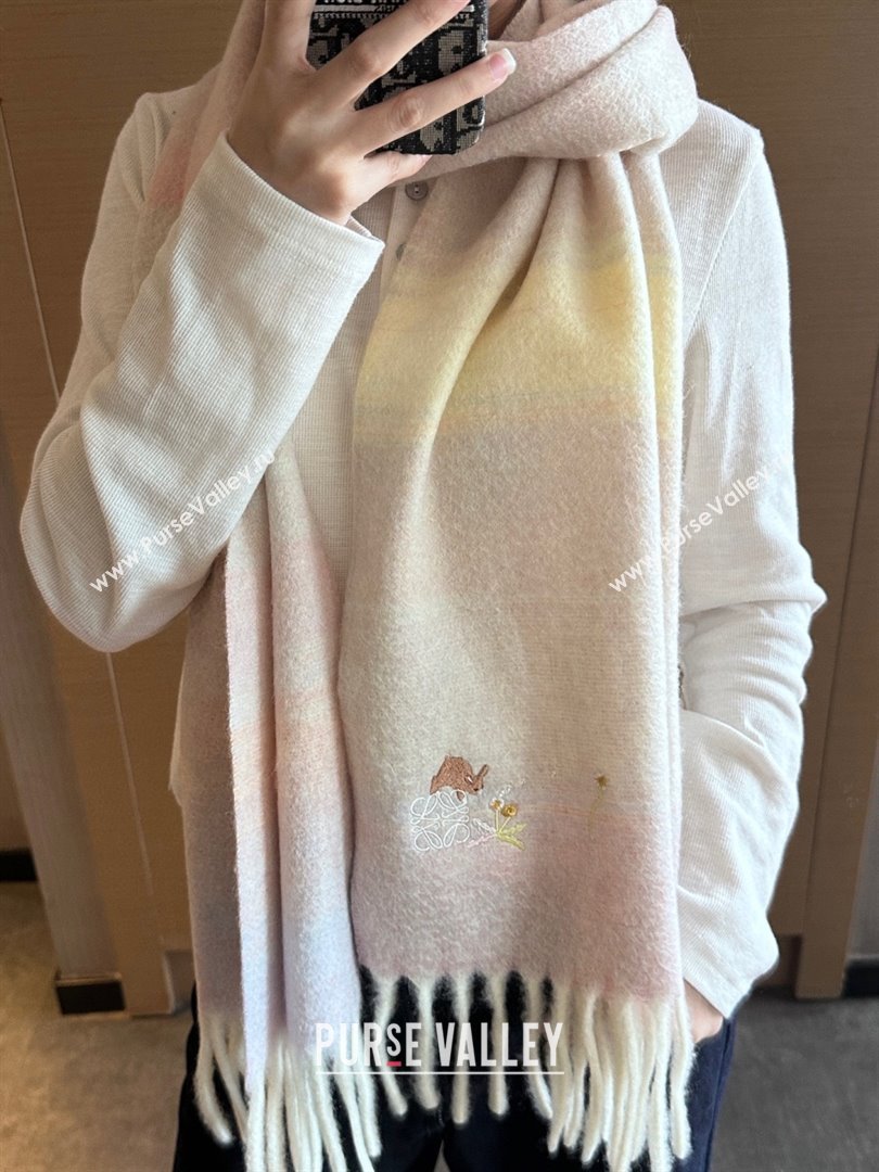 Loewe Mohair Wool Scarf 185x40cm L110509 Pink 2025 (O-25110509)