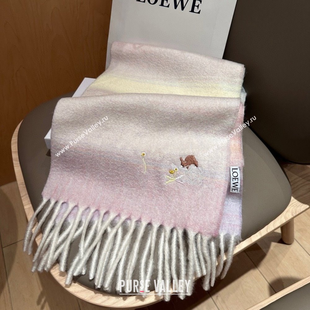 Loewe Mohair Wool Scarf 185x40cm L110509 Pink 2025 (O-25110509)