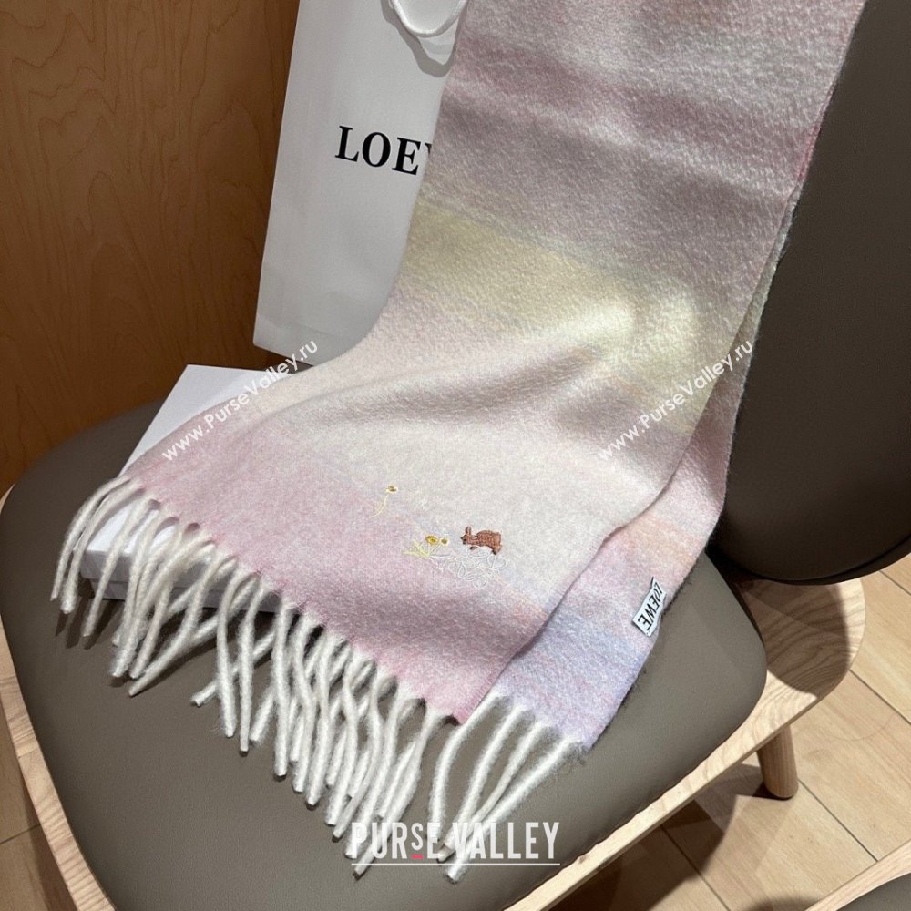 Loewe Mohair Wool Scarf 185x40cm L110509 Pink 2025 (O-25110509)
