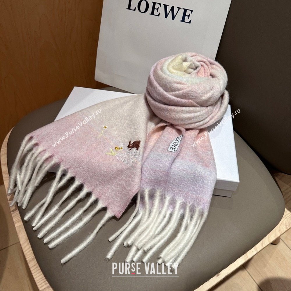 Loewe Mohair Wool Scarf 185x40cm L110509 Pink 2025 (O-25110509)