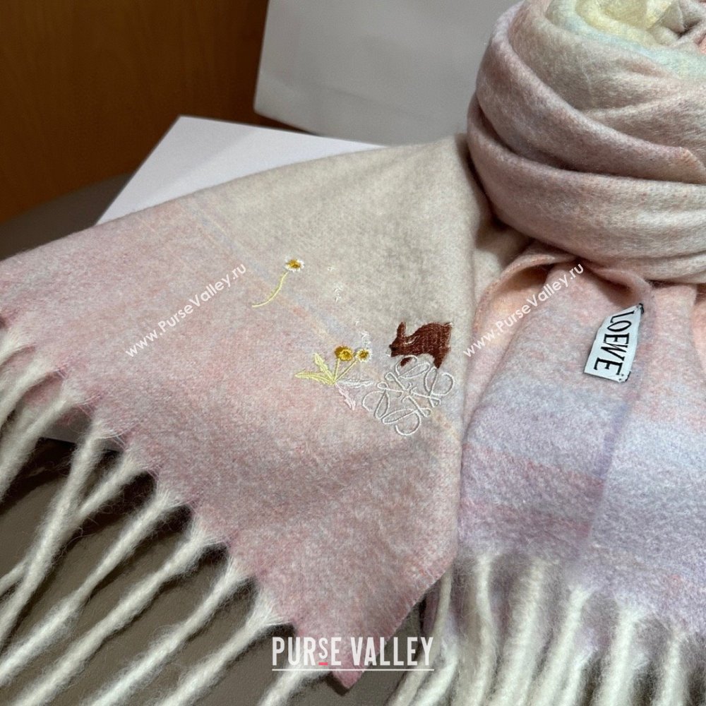 Loewe Mohair Wool Scarf 185x40cm L110509 Pink 2025 (O-25110509)