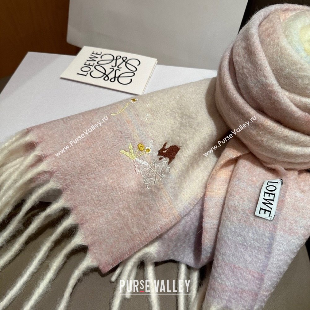 Loewe Mohair Wool Scarf 185x40cm L110509 Pink 2025 (O-25110509)